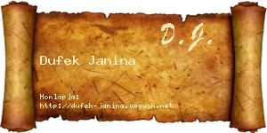 Dufek Janina névjegykártya